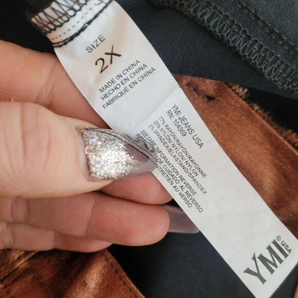 YMI Jeans Copper Metallic High-Rise Skinny Pants Size 2X - Picture 4 of 6